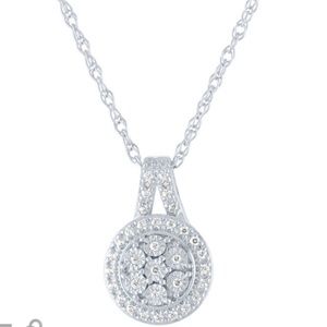 Genuine Diamond Pendant Necklace Sterling Silver